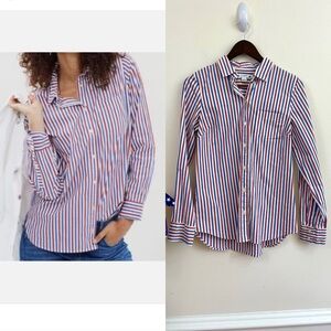 J. Crew Factory Washed shirt in red and blue stripes, EUC